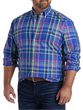 POLO RALPH LAUREN Performance Plaid Oxford Sport Shirt 2XB